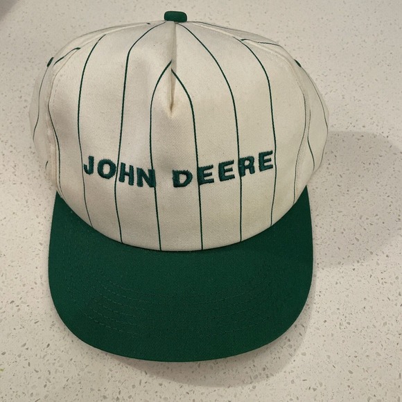 John Deere Trucker Hat K Product Snapback GREEN PinStripe RARE USA - Picture 1 of 4
